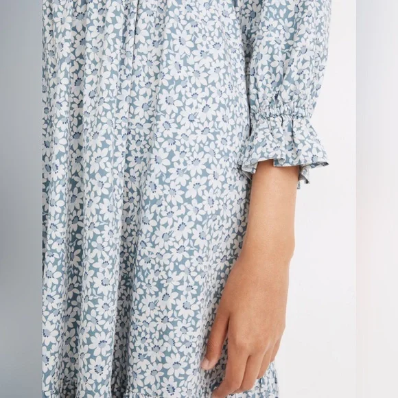 Madewell Lucie Elbow-Sleeve Smocked Midi Dress in Sunflower Field - Picture 4 of 7